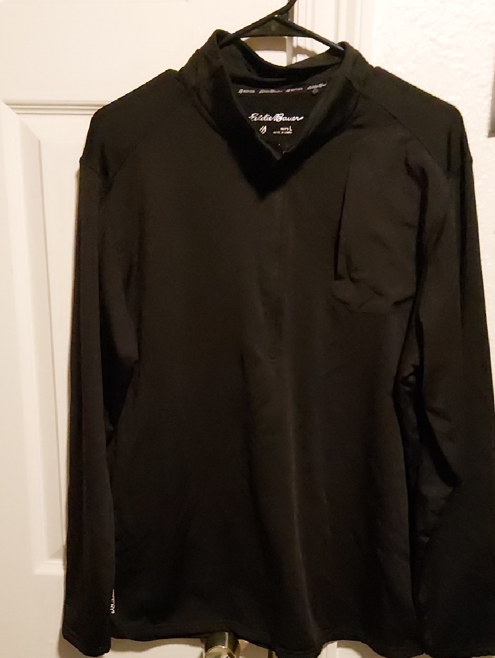 Eddie Bauer Black Long-Sleeve Men's Performance Shirt with Chest Pocket